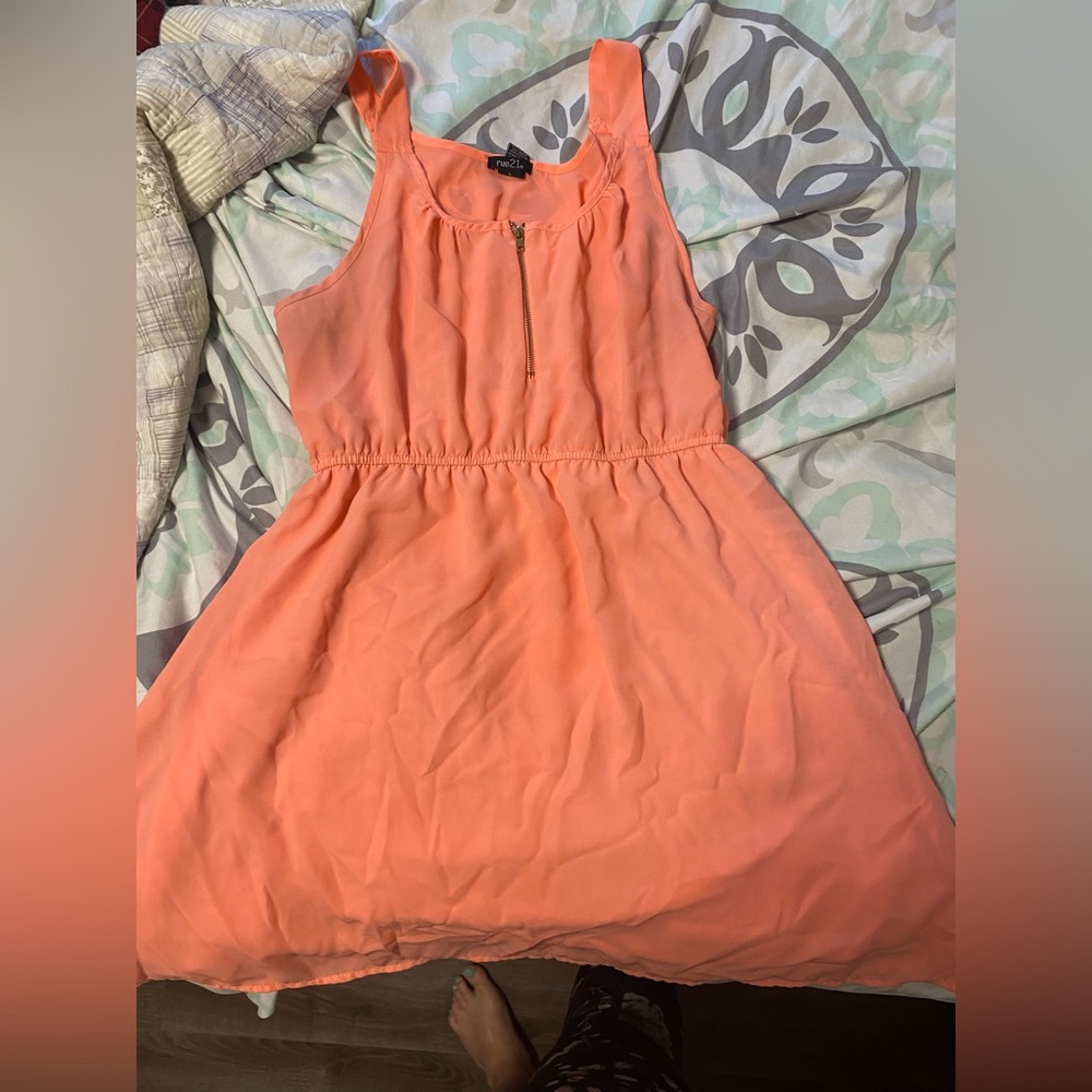 Rue21 women’s size medium coral dress. Half zip design